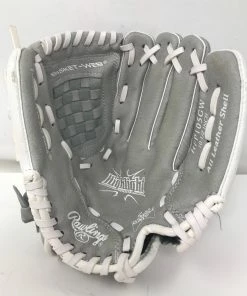 Used Rawlings 10.5'' Youth Highlight Series Fastpitch Softball Glove Gry/Wht RHT