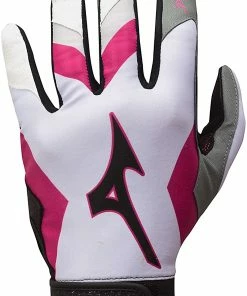 New Mizuno Youth Finch Batting Glove Large Pink/Black/White Softball