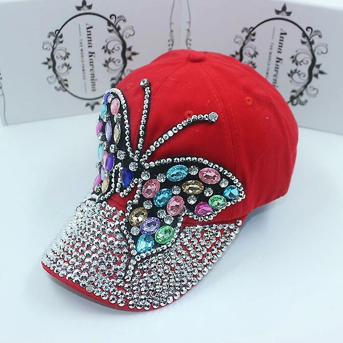 Qian Fall Baseball Cap Women Full Crystal Colorful Big Butterfly Hat Denim Bling Rhinestone Snapback Caps Casquette Summer Hats 3 Qian Fall Baseball Cap Women Full Crystal Colorful Big Butterfly Hat Denim Bling Rhinestone Snapback Caps Casquette Summer Hats