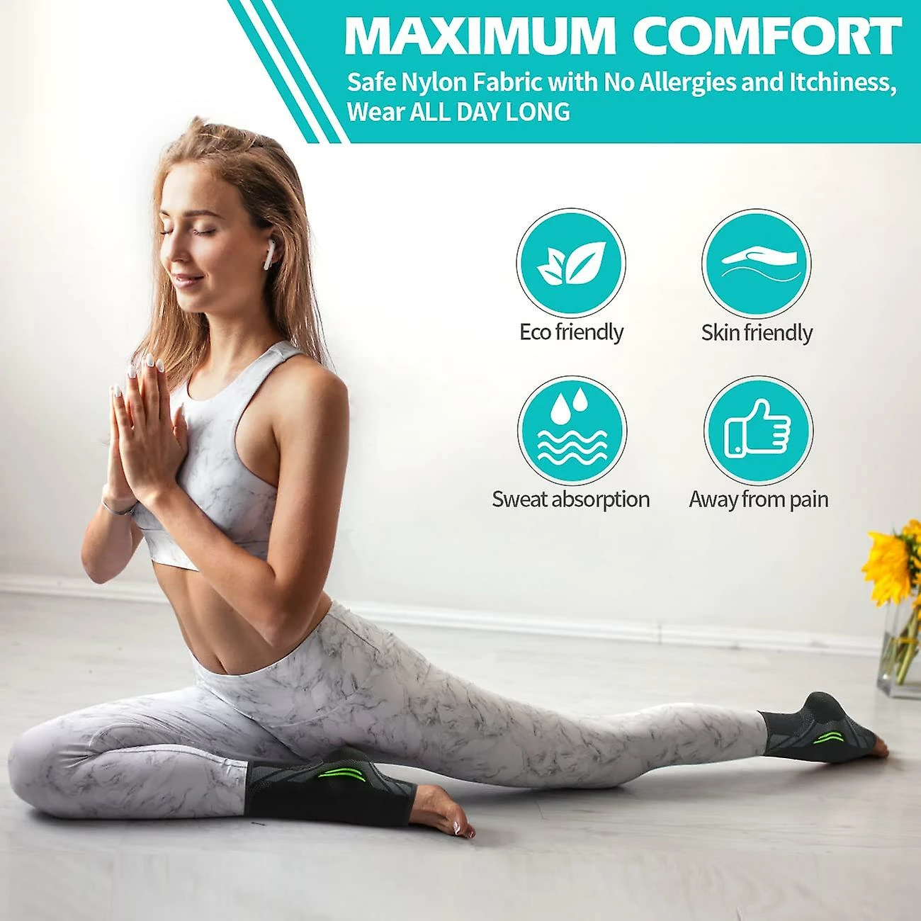 Yskaze 1 Pair Ankle Brace Compression Ankle Sleeve For Sprained Ankle, Injury Recovery, Joint Painachilles Tendonitis Support, Plantar Fasciitis Sock Reduce 4 Yskaze 1 Pair Ankle Brace Compression Ankle Sleeve For Sprained Ankle, Injury Recovery, Joint Painachilles Tendonitis Support, Plantar Fasciitis Sock Reduce - Image 2