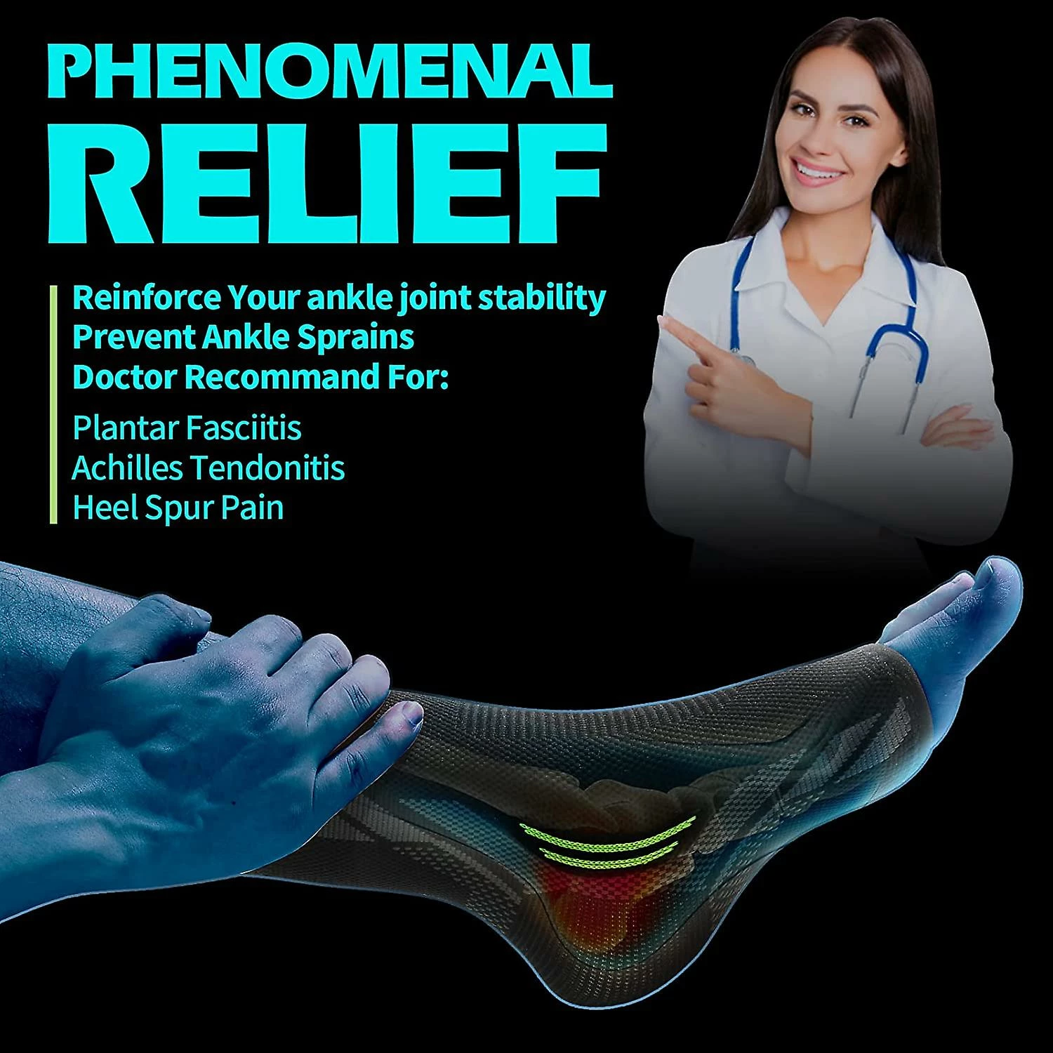 Yskaze 1 Pair Ankle Brace Compression Ankle Sleeve For Sprained Ankle, Injury Recovery, Joint Painachilles Tendonitis Support, Plantar Fasciitis Sock Reduce 5 Yskaze 1 Pair Ankle Brace Compression Ankle Sleeve For Sprained Ankle, Injury Recovery, Joint Painachilles Tendonitis Support, Plantar Fasciitis Sock Reduce - Image 3