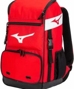 New Mizuno Organizer 21 Backpack Baseball/Softball Red/White 4 Bat Sleeves