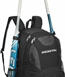 New Worth Baseball/Softball Equipment And Bat Backpack Bag Black 15" X 8" X 19"