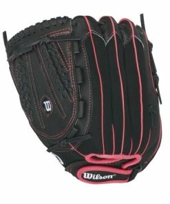 New Wilson Flash A04LF1612 12" Fastpitch Softball LHT Black/Pnk Glove