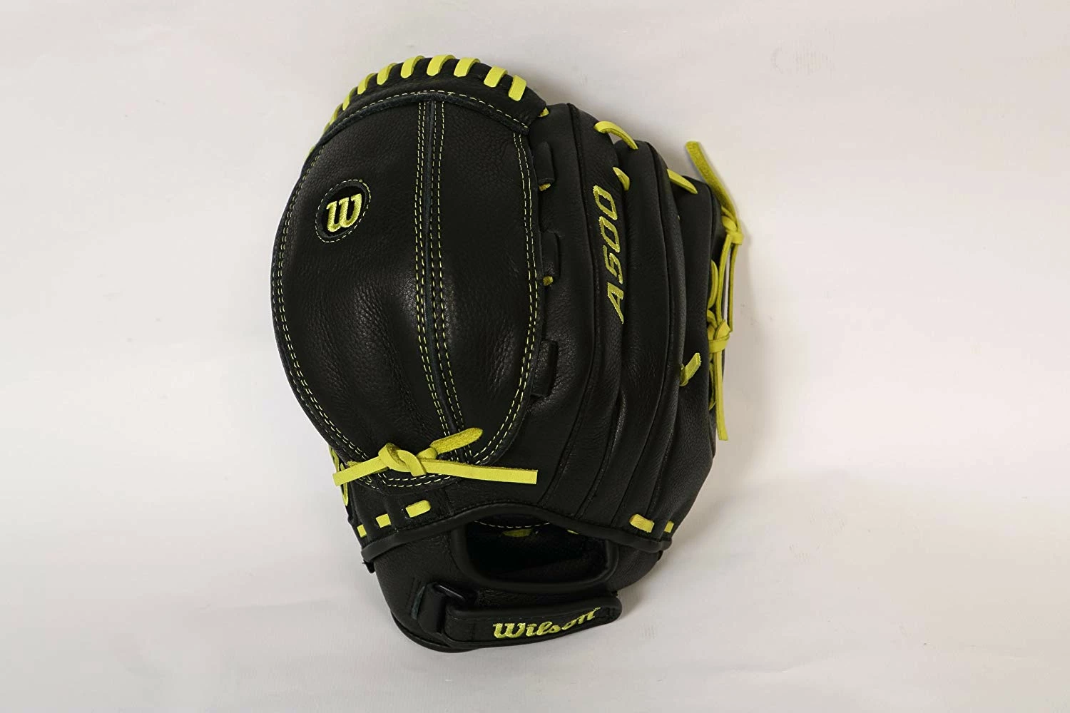 New Wilson A500 A0502FP115 Mitt LHT 11.5" Fastpitch Softball Glove Black/Yellow 3 New Wilson A500 A0502FP115 Mitt LHT 11.5" Fastpitch Softball Glove Black/Yellow