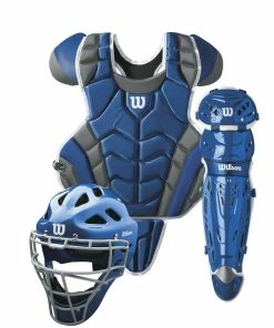 New Wilson C1K Catcher's Gear Kit Intermediate Royal/Blue Baseball/Softball